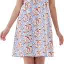 Nightgowns for Women, Women's Sleepwear Lightweight Cotton Nightdress, Crew Neck Sleepshirt Sleeveless Loose Fit (Medium, Blue and Orange)