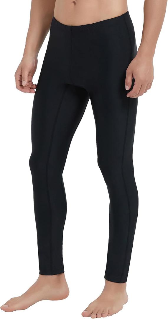 Ubestyle UPF 50+ Men's Active Surfing Water Leggings Swim Pants Swim Tights Beach Pants Sun Protective (Black)