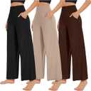 NEW YOUNG 2 Pack Women's Wide Leg Pants with Pockets High Waist Loose Sweatpants Casual Lounge Yoga Workout Palazzo, Large