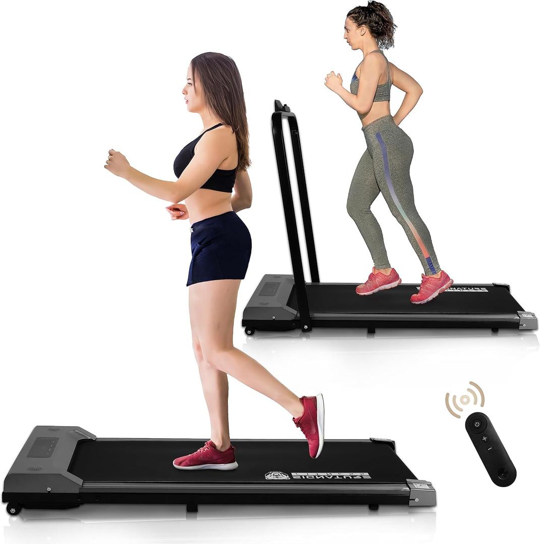 Fitvids 2 in 1 Under Desk Treadmill Walking Machine - Folding Jogging Machine with Remote Control – Pre-Assembled – nan – Silver