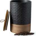 Large Jar with Lid, Ceramic Coffee Container with Airtight Lids, Food Storage Containers, Kitchen Canisters for Countertop Coffee Bar Accessories Weeding Gift - Black & 64 fl.oz