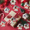 Soulchen 12 Pcs Christmas Snowman Ornaments for Tree Rustic Wooden Xmas Snowman Tree Ornaments Merry Christmas Joy Novel Snowflake Xmas Hanging Decorations for Winter Holiday Craft Party Supplies