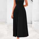PRETTYGARDEN Spring Casual Dresses for Women 2026 Summer Business Work Midi Sleeveless A Line Pleated Cocktail Dress (Black, S)