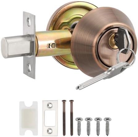 PATIKIL Keyed Alike Single Cylinder Deadbolts, Keyed Entry Door Knob Anti-Theft Exterior Door Hardware for Front Door and Entrance Door, Red-Copper PATIKIL Keyed Alike Single Cylinder Deadbolts, Keyed Entry Door Knob Anti-Theft Exterior Door Hardware for Front Door and Entrance Door, Red-Copper