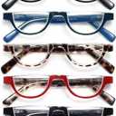 EYEURL Half Frame Reading Glasses for Women-5 Pack Blue Light Blocking Glasses Fashion Rimless Computer Readers for Women Anti UV Ray Eyeglasses with Spring Hinges,1.5