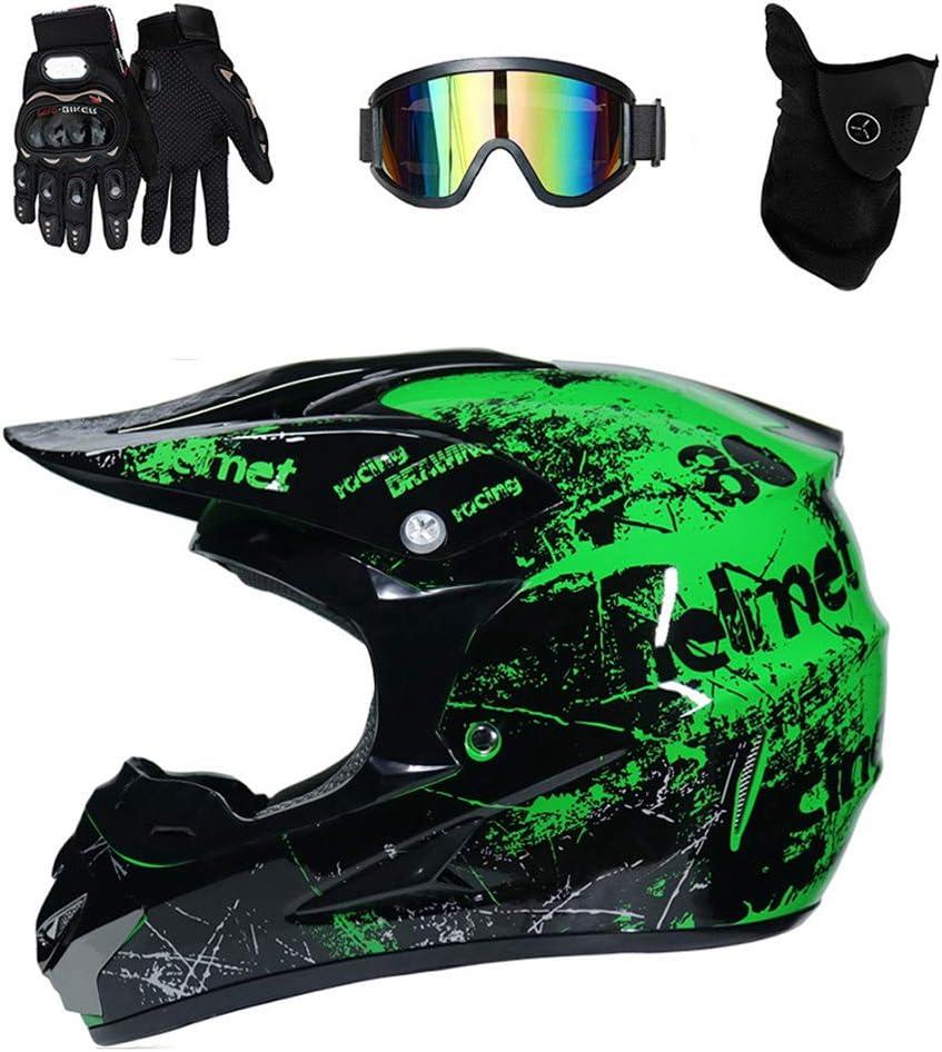 Dirt Bike Off-Road Motocross ATV Motorcycle Helmet for Men Women,Professional Competition Helmet DOT Certified (Green, Small)