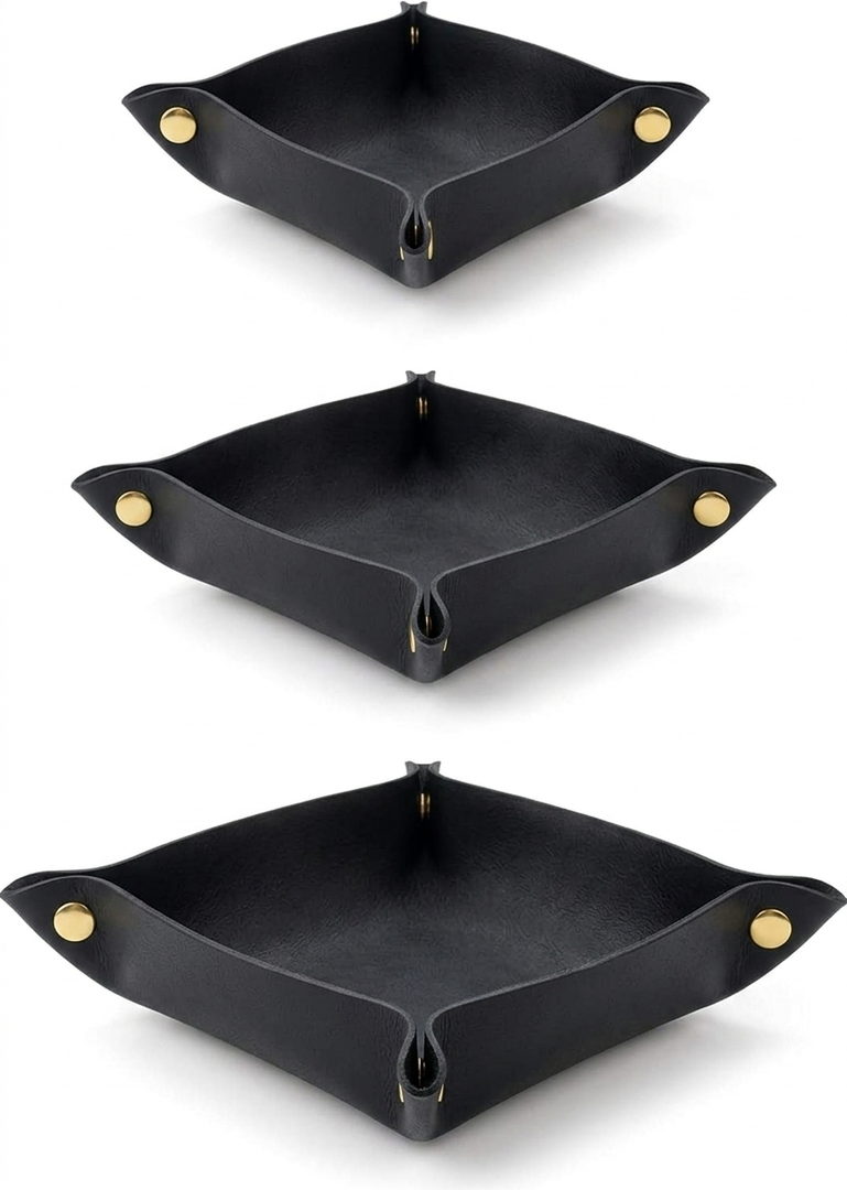 Phone,Keys,Wallet Valet Leather Tray- Pack Of 3