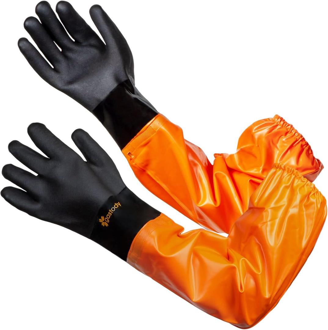 Gastody - Chemical Resistant Gloves, Reusable,Heavy Duty Safety Work Gloves,Resist Acid,Oil,Alkali - L - Extra-long 27.5"