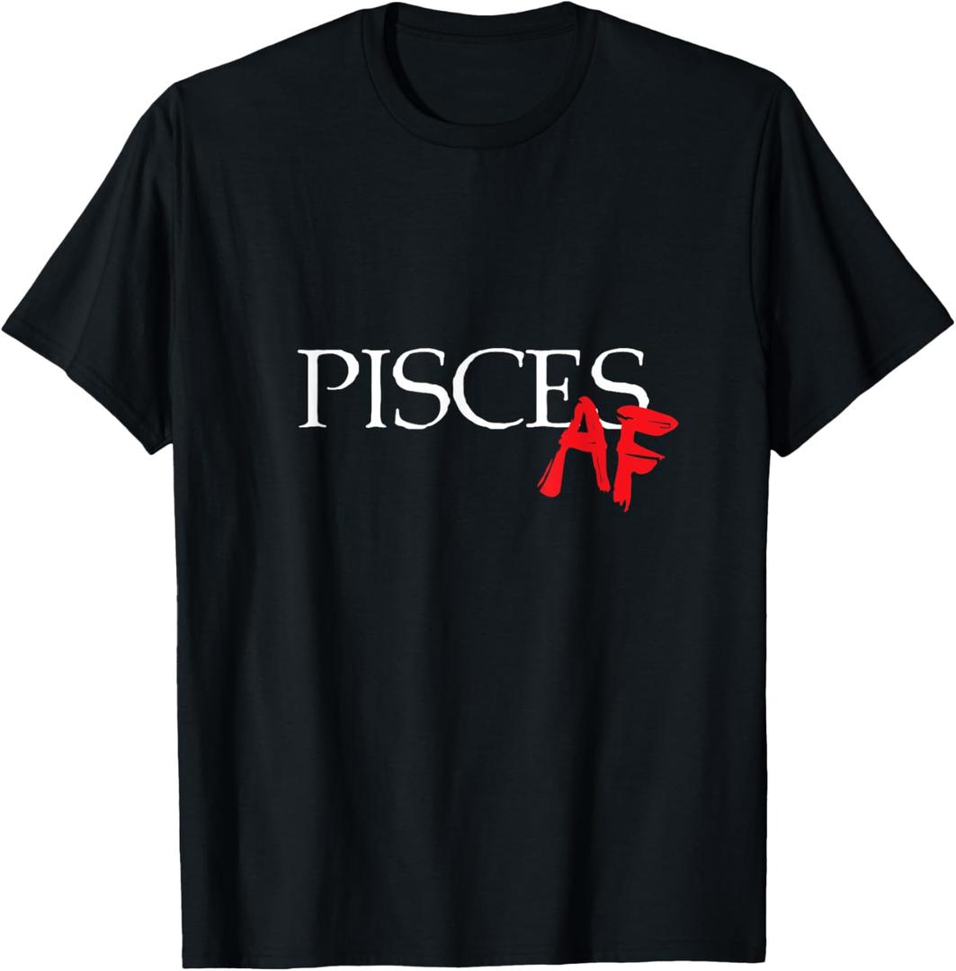 Pisces AF Zodiac Star Sign Astrology Minimalist T-Shirt Female XL