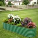 EcoExplorer Galvanized Steel 8x2x1.5Ft Raised Garden Bed  Elevated Planter Box for Indoor/Outdoor Vegetables, Herbs & Flowers, No-Bend Design with Rust-Proof Coating & Tool-Free Assembly,Green