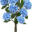 Hollyone 3FT Blue Hydrangea Artificial Flowers Tree Large Real Touch Faux Silk Hydrangea Plants Potted Fake Flower in Black Pot for Home Indoor Outdoor Front Porch Garden Entrance Living Room Decor