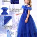 Girls Princess Dress with Crown Magic Wand Cape Princess Costumes for Party Cosplay3-9