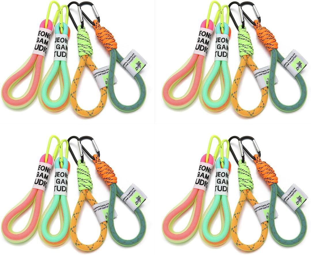 PHAETON 16PCS Multicolor Braided Rope Keychain with Carabiner, 7.67'' Long, 210g for Backpack, Keychain
