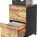TIQLAB 2 Drawer Mobile File Cabinet, Filing Cabinet Home Office for Letter, Legal, A4 Size, Under Desk Vertical File Cabinet, Mix Vintage