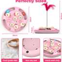 Cat Puzzle Toys Games Level 3 in 1 with Track Balls, Feather Teaser & Treat Feeder | Non-Slip Base | Mental Stimulation Enrichment for Indoor Cat, Dogs | Kitty Gift, Pink