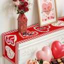 Valentine's Day Table Runner 13 x 72 Inch,Rustic Kitchen Dining Table Decoration Romantic Anniversary Wedding Decor for Indoor Outdoor Home Party Couples Gifts