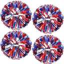 4Pcs Upgraded 12inch Metallic Cheerleading Pom Poms, HOLENGS Cheerleader Pompoms Cheer Poms for Kids Adults, Cheering Squad Pompoms for School Sports Games Dance Party