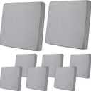 Newwiee 8Pcs Patio Cushion Covers Stretch Outdoor Cushion Cover Replacement for Patio Furniture Sofa Couch Slipcovers, Soft Flexibility Washable Furniture Protector(Waterproof Pure,Light Grey)