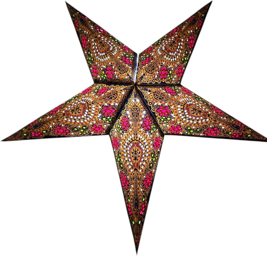 Lantern Lampshade Paper Star Light Shades Large 60cm Hanging Decorations for Christmas Wedding Home Decoration Birthday Party Foldable 5 Pointed Star (Blue, Yellow)