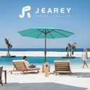 JEAREY 9FT Outdoor Patio Umbrella Outdoor Table Umbrella with Push Button Tilt and Crank, Market Umbrella 8 Sturdy Ribs UV Protection Waterproof for Garden, Deck, Backyard, Pool (Peacock Blue)