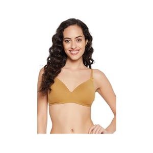 Organic Basics Womens Core Rib Triangle Bralette, Golden Clay, X-Large