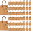 Zhehao 50 Pack Mini Gift Bags Bulk 4x2.75x4.5 Tiny Extra Small Paper Thank You Gift Bags with Handles and Tags for Birthday Party Favors Boutique Small Business Easter(Kraft Color)