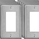 BESTTEN 10 Pack Decorator Metal Wall Plate with Protective Film, 1 Gang Decor Stainless Steel Outlet Cover, Switch Plate, Durable Corrosion Resistant, H4.53 x W2.76, Brushed Finish, Silver