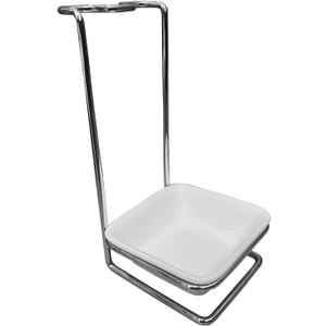 Steel Upright Ladle Holder Square White Ceramic Bowl Spoon Rest Rack Cooking Utensil Holder