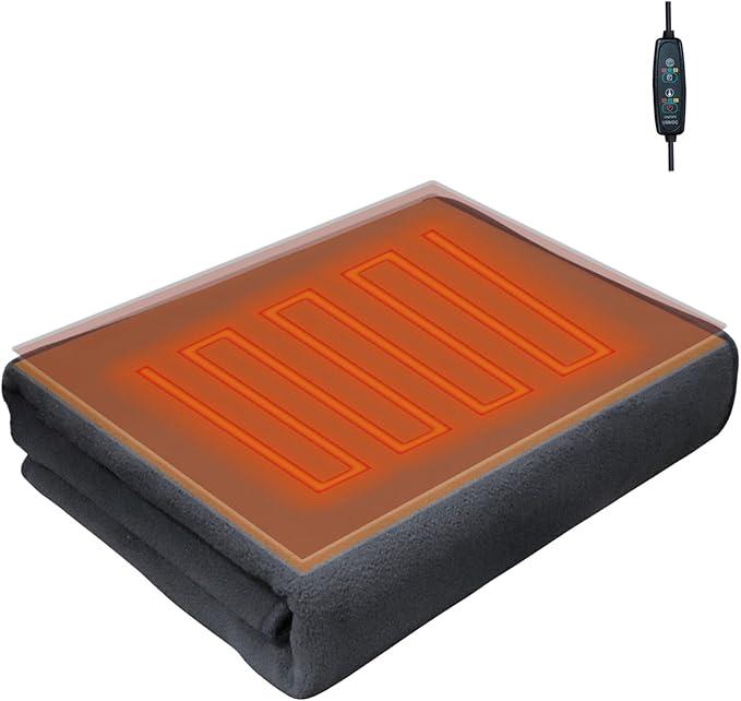 Heated Blanket, 5V 10W USB Quick Heating 3 Setting Cozy Soft Fleece Electric Throw, Machine Washable Thicken Electric Blanket, Shawl Blanket Throw Gift for Christmas(59x31.5in-Grey)