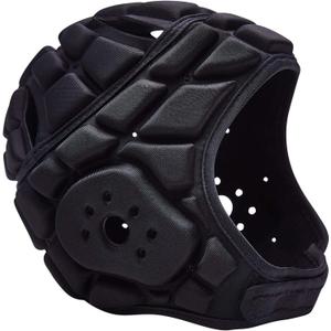 COOLOMG Soft Shell Flag Football Helmet 7v7 Rugby Helmet Scrum Cap Soccer Padded Headgear Adjustable Head Protector for Youth Kids Adults (Large, Black)