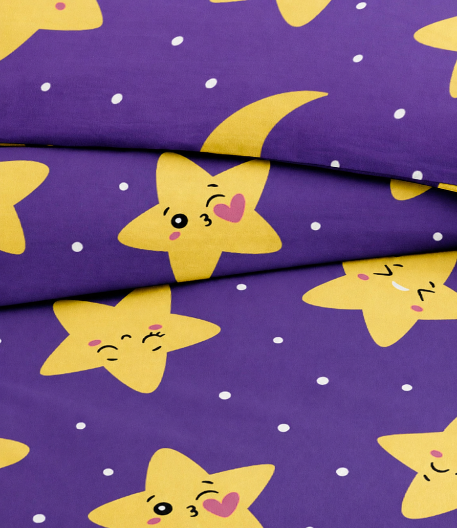 Kids Duvet Cover Set Twin/Twin XL Size - 2 Piece Stars Duvet Cover Set & 1 Pillow Sham with Zipper Closure & Ties - Easy-Care and Fade Free - Soft, Cute & Cozy Bedding Set for Kids, Girls and Teens