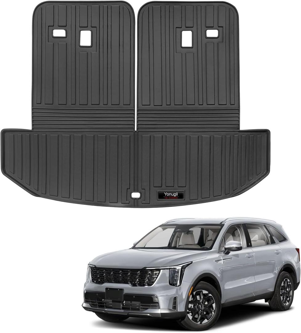 Custom for 2021-2025 2026 Kia Sorento Cargo Mats Trunk Liner with 3rd Rear Seat Backrest Mat All Weather TPE Protection Mat Sorento 6/7 Seat S LX EX SX Accessories (for 2021-2026 Kia Sorento)
