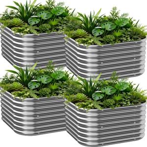 4 PCS Galvanized Raised Garden Bed Outdoor, Metal Garden Bed for Vegetables, Above Ground Garden Box for Flower, Steel Raised Beds for Gardening - 3FT, 3ftx3ftx10inch