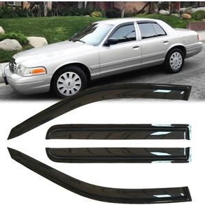 4pcs Outside Mount Style Window Rain Guards Durable Side Wind Deflectors Dark Smoke Nice Looking Vent Window Visors Fit for 2002-2008 Ford Crown Victoria (Long Rears Doors) 94054
