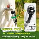 SPECILITE 304 Stainless Steel Garden Hose 100ft, No Kink with Swivel Handle, Lightweight Metal Water Hose with Brass Adjustable Nozzle for Yard Watering, Car Washing, Lawn Care