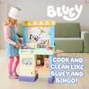 Bluey Kitchen Play Set for Kids Ages 4-8, 3ft Tall Pretend Kitchen Playset Stove, Sink, Oven & 20+ Accessories Chef Hat, Kid Play Kitchen, Medium