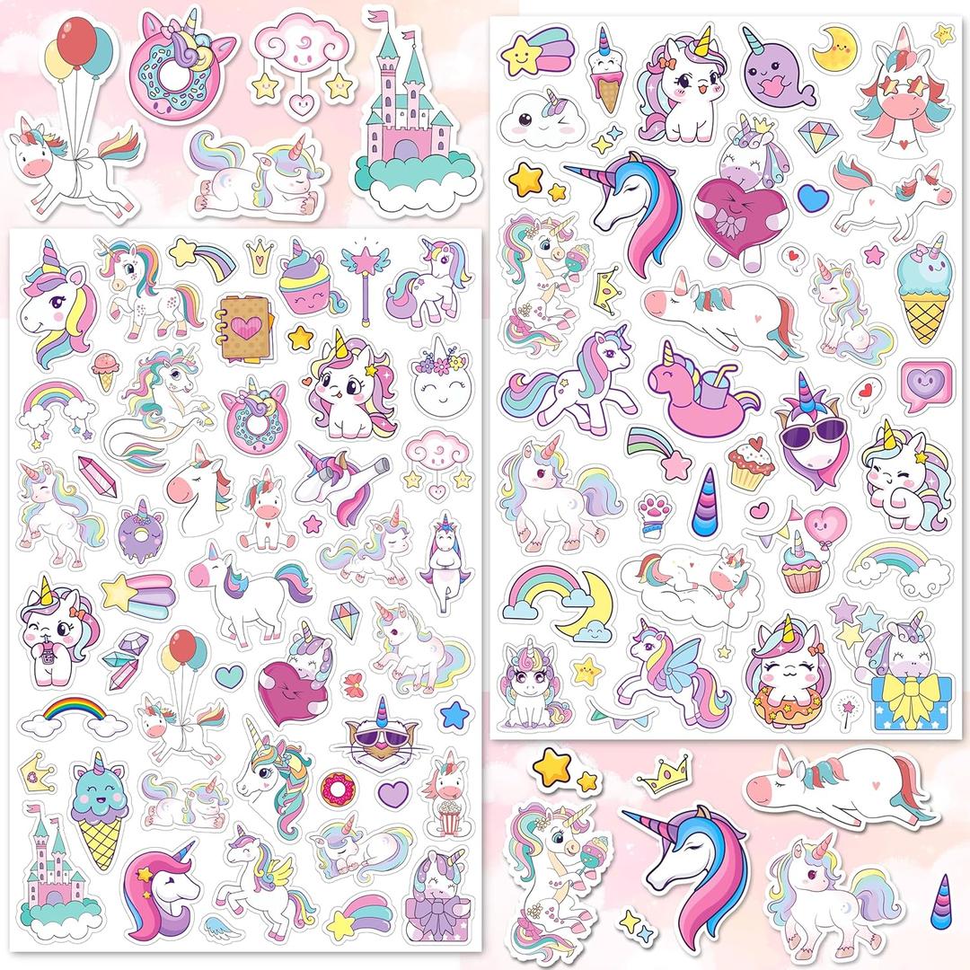 LINAYE 24 Sheets Unicorn Stickers for Kids Girls, 1100 PCS Cute Unicorn Stickers for Scrapbooking,Water Bottles,Envelopes,Gifts Party Favors Supplies for Girls