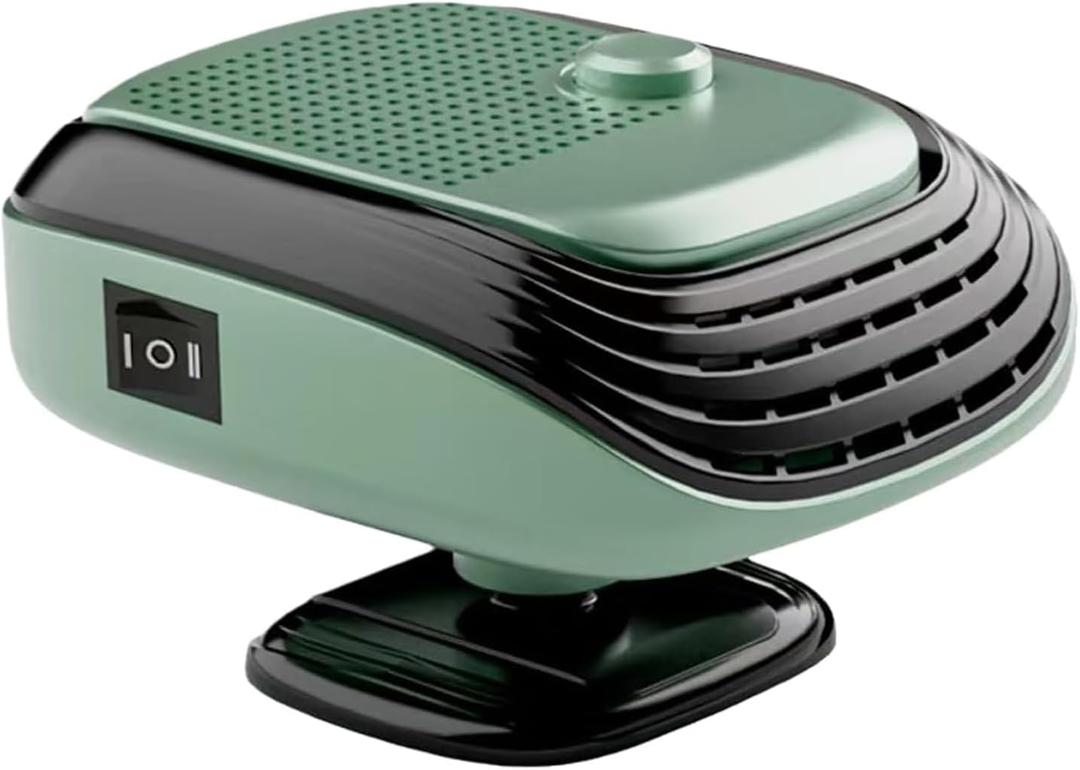 2 In 1 Portable Car Heater & Fan, 2026 New 360 Rotation Plug-in Space Car Heaters, Upgrade 12V Fast Heating Car Defroster Windshield Heater All-Weather Use (1, Green 12V)