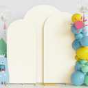 Fomcet Set of 3 Wedding Arch Covers 6FT, 6.6FT, 7.2FT Ivory 2-Sided Round Top Spandex Arch Backdrop Cover Fitted Fabric for Birthday Party Baby Shower Wedding Arch Stand Decoration