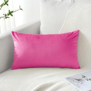 Artscope Luxury Velvet Pillow Covers Decorative Rectangle Pillowcases Soft Solid Cushion Cases for Couch Sofa Bedroom Car Decor 12x20 Inch Hot Pink
