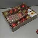 SHareconn 80pcs Christmas Balls Ornaments Set, Contemporary Light Luxury Gift Set, Shatterproof Plastic Decor for Xmas Tree Holiday Wedding Party Decorations with Hanging Strings,Red and Gold