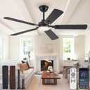 ZMISHIBO 52" Ceiling Fans with Lights, Black Modern Ceiling Fan with Remote & App Control, Farmhouse Indoor Ceiling Fan with Dual Finish Blades, Quiet & Strong Motor, 24W Dimmable Bright LED Light