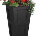 Mayne Fairfield 40-Inch Tall Planter  Weather-Resistant Indoor/Outdoor Garden Pot for Flowers, Patio, Porch, and Entryway, Durable Design (Black)