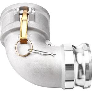 DA3030 Type DA Cam and Groove Hose Fitting, 90 Degree Elbow, 3" Female Camlock x 3" Male Camlock, 125PSI, Aluminum Material