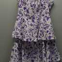 Fisoew Womens Floral Maxi Dresses Spaghetti Strap Casual Sleeveless Ruffle Flowy Tiered Dress (Large, Violet)