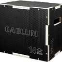 CAELUM 3-in-1 Wood Plyo Box - Non-Slip Plyometric Jump Box for Home & Gym, 400lbs Bearing Fitness Launch Box for Jumping Squats Step-ups Strength Training (16" x 14" x 12", Black)