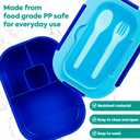 2 x Generic DifaBella Kids Lunch Box with Antispill Lid, Bento Box for Kids with 4 Compartments BPA-Free Plastic, Spoon & Fork Included, Compact and Colorful Meal Container (Blue), 8.66 x 5.9 x 2.7