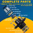 2Sets Trailer Hub Kits 5 on 4.5 for 3500 lbs 1-1/16'' to 1-3/8'' Tapered Axle, Idler Hub with Extra Dust Caps & Rubber Plugs, 5x4.5 Trailer Replacement Hub 5 Lug Bolt Trailer Wheel Hub Kit