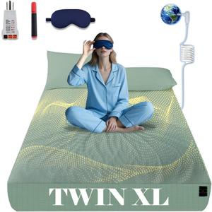 NAGS Grounding Sheets,Grounding Bedding Sheet, Soft Cotton with Pure Silver Fitted Grounded Sheet for Improved Sleep,Pain Relief (Green, Twin XL,39 * 80 * 13.5inch)