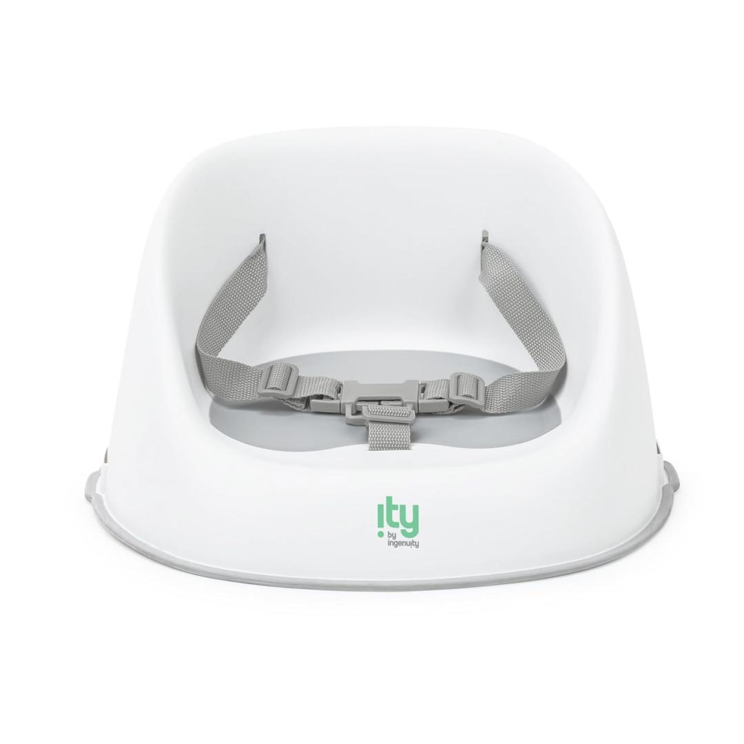 Ingenuity: ity by Ingenuity Simplicity Seat Easy-Clean Baby Booster Feeding Chair, 3-Point Harness, Washable Removable Straps - Grey